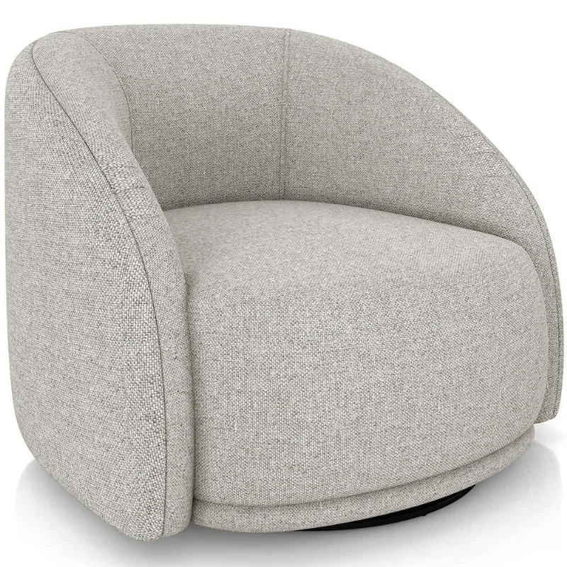 Poltrona Decorativa Giratória Angelina M03 Linho Bege - Lyam Decor - Lyam Decor