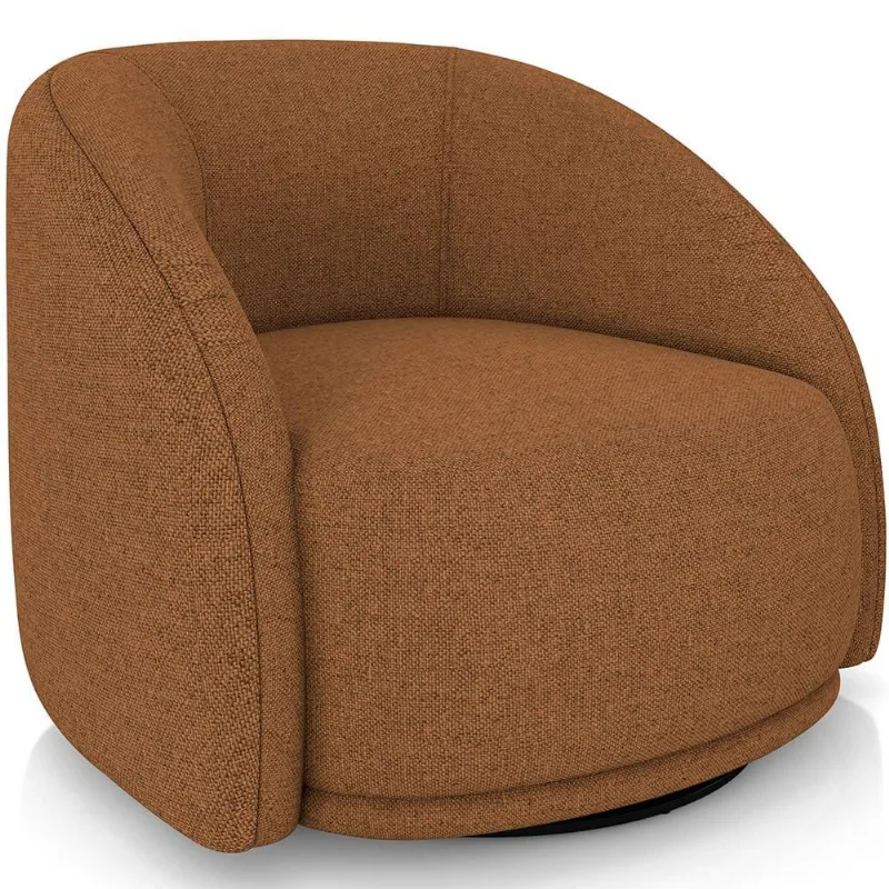 Poltrona Decorativa Giratória Angelina M03 Linho Telha - Lyam Decor - Lyam Decor