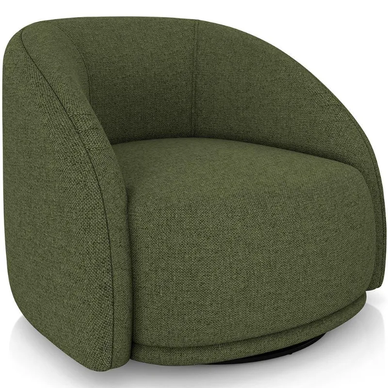 Poltrona Decorativa Giratória Angelina M03 Linho Verde - Lyam Decor - Lyam Decor