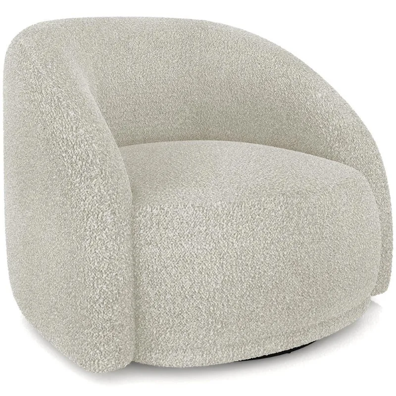 Poltrona Decorativa Giratória Angelina M03 Bouclê Bege Claro - Lyam Decor - Lyam Decor