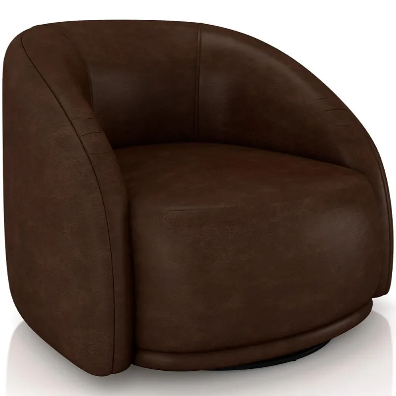 Poltrona Decorativa Giratória Angelina M03 Couríssimo Marrom - Lyam Decor - Lyam Decor