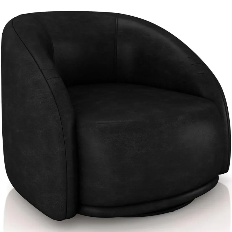 Poltrona Decorativa Giratória Angelina M03 Couríssimo Preto - Lyam Decor - Lyam Decor