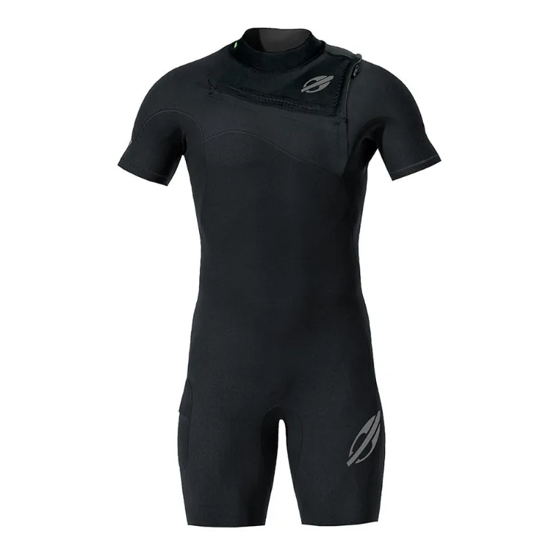 Short john manga curta chestzip 2mm masculino flexxxa pro surf Mormaii Preto-cinza M
