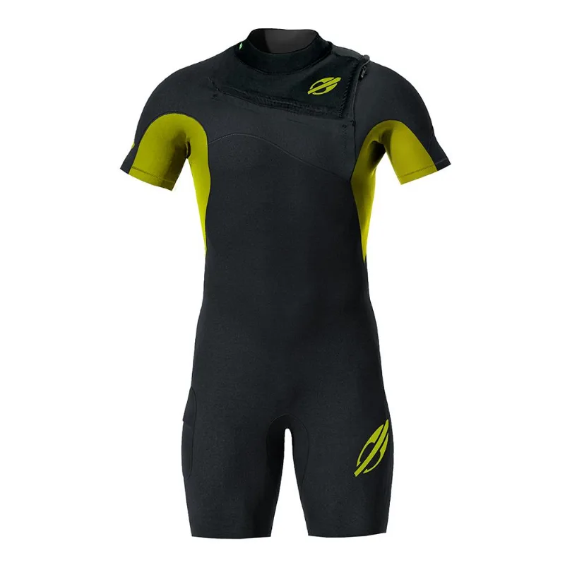 Short john manga curta chestzip 2mm masculino flexxxa pro surf Mormaii Preto-verde GG