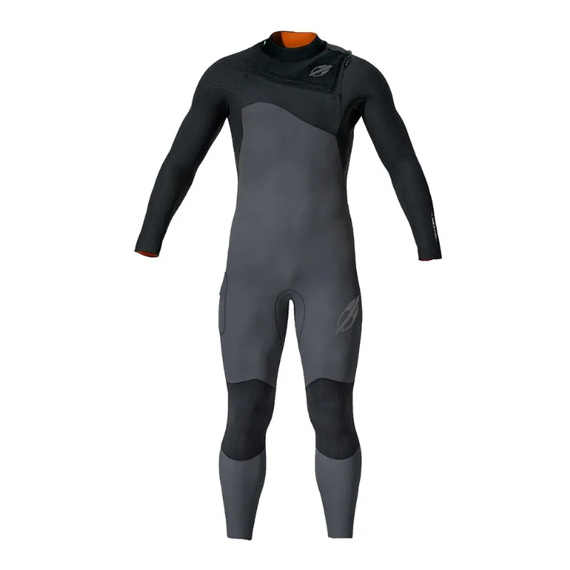 Long john manga longa chestzip 1mm masculino flexxxa pro surf Mormaii Cinza-escuro-preto S.M