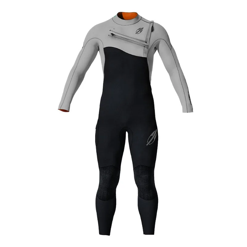 Long john manga longa chestzip 1mm masculino flexxxa pro surf Mormaii Preto-cinza-claro S.M