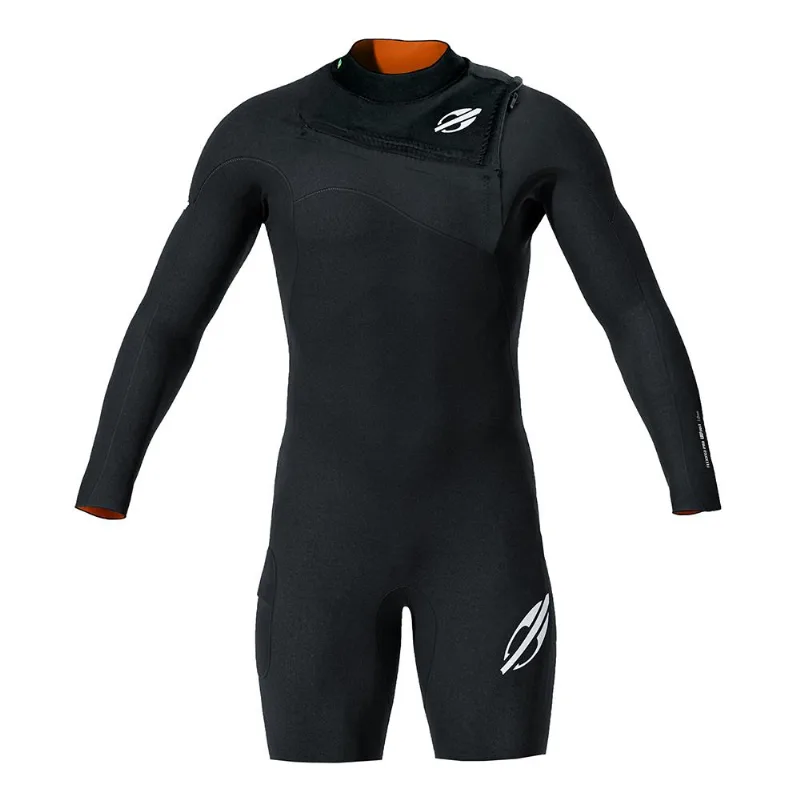 Short john manga longa chestzip 1mm masculino flexxxa pro surf Mormaii Preto PM
