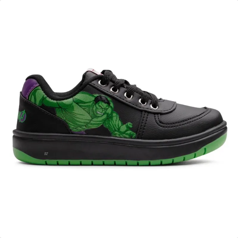 Tênis Casual Marvel Hulk Juvenil 34 / Preto / Verde