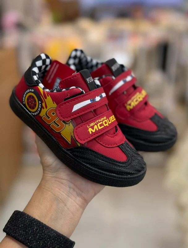 TÊNIS VELCRO DUPLO CARROS CARS RELAMPAGO MCQUEEN MENINO DYAN VERMELHO/PRETO / 25
