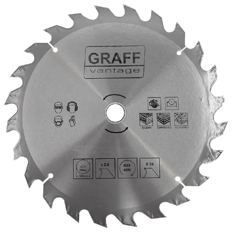 Serra Circular c/ Pastilha de Metal Duro p/ Madeira 12''x24D (579,0013) - Graff Vantage