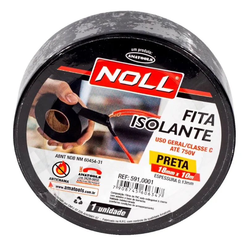 Fita Isolante Preta 18mm x 10Mts (591,0001) - Noll