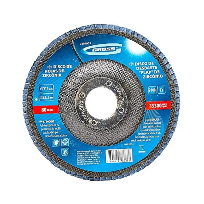 Disco de lixa flap zirconado 115x22mm gr100