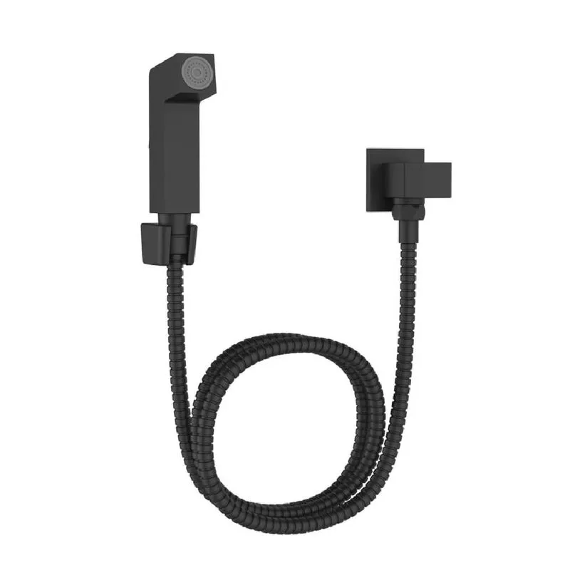 Ducha Higiênica Com Registro Sem Derivação Quadrado Preto Fosco - 7908745803623 - Econometal Econometal