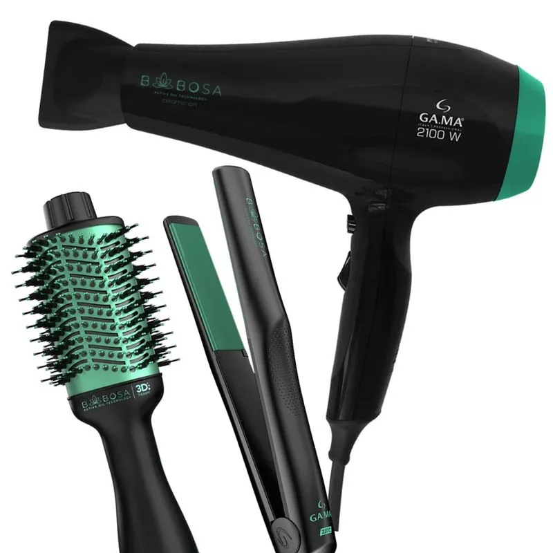 Kit Prancha Secador E Escova De Cabelo Babosa 220V
