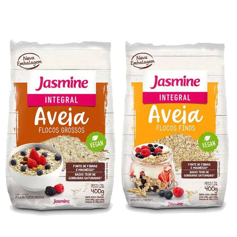 Kit Aveia Flocos Grossos + Flocos Finos - 400g Jasmine