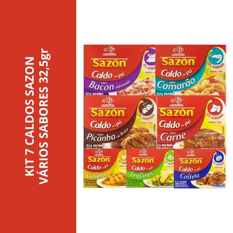 Kit 7 Caldos Sazon Vários Sabores 32,5gr