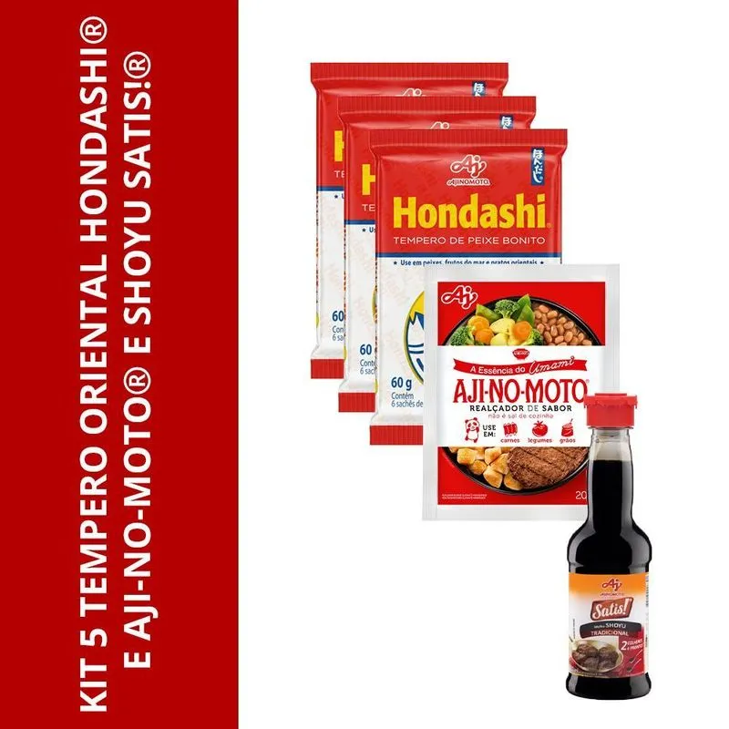 Kit 5 Tempero Oriental Hondashi E Aji-no-moto E Shoyu Satis!