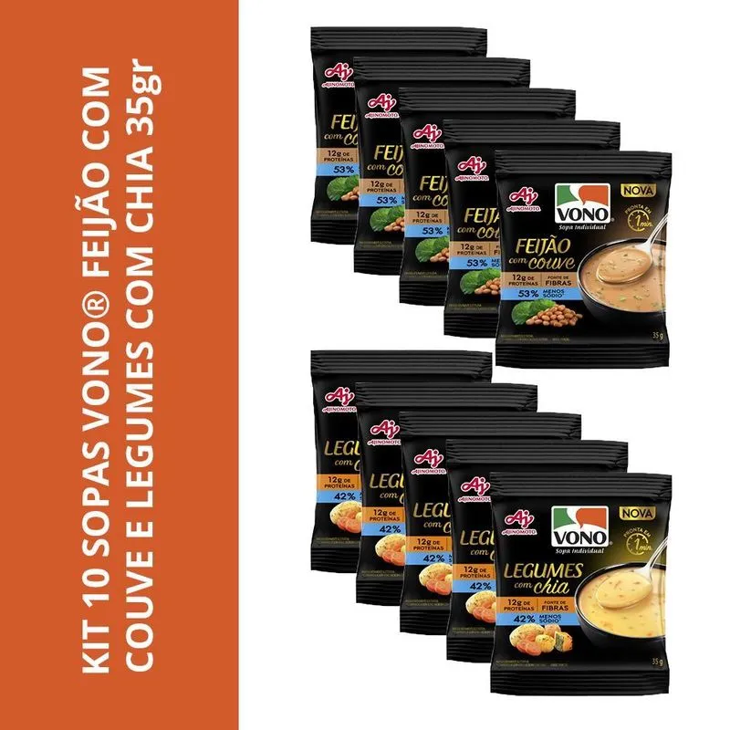 Kit 10 Sopas Vono Feijao Com Couve E Legumes Com Chia 35gr