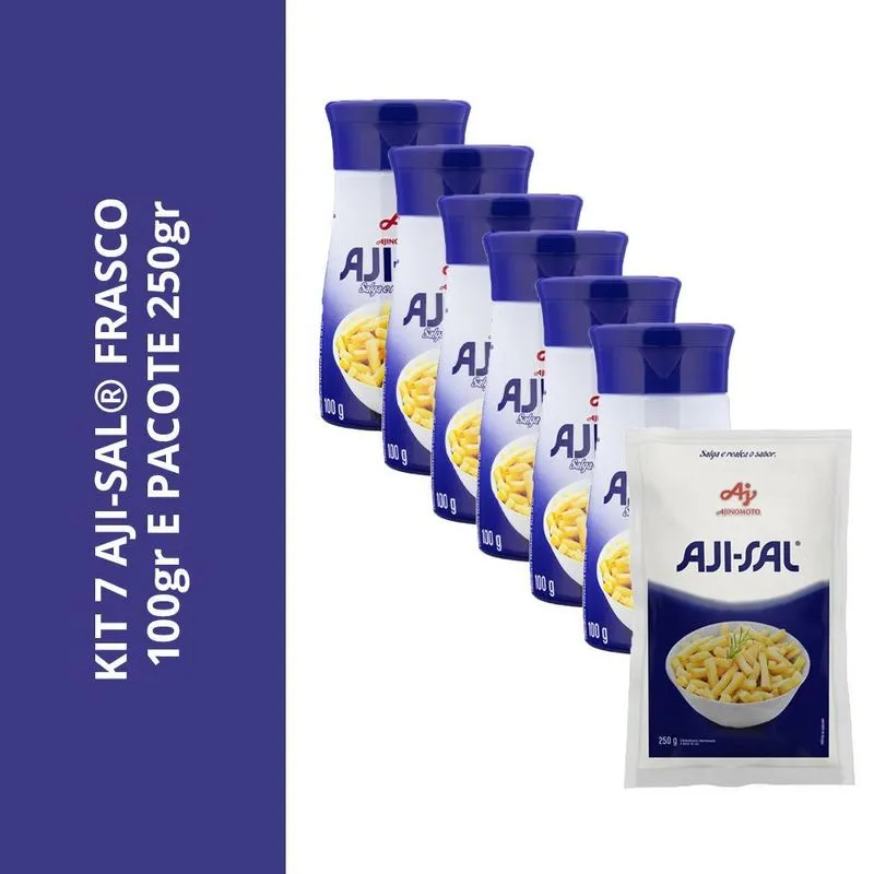 Kit 7 Aji-sal Frasco 100gr E Pacote 250gr