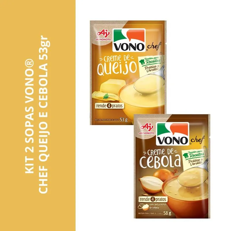 Kit 2 Sopas Vono Chef Queijo E Cebola 53gr
