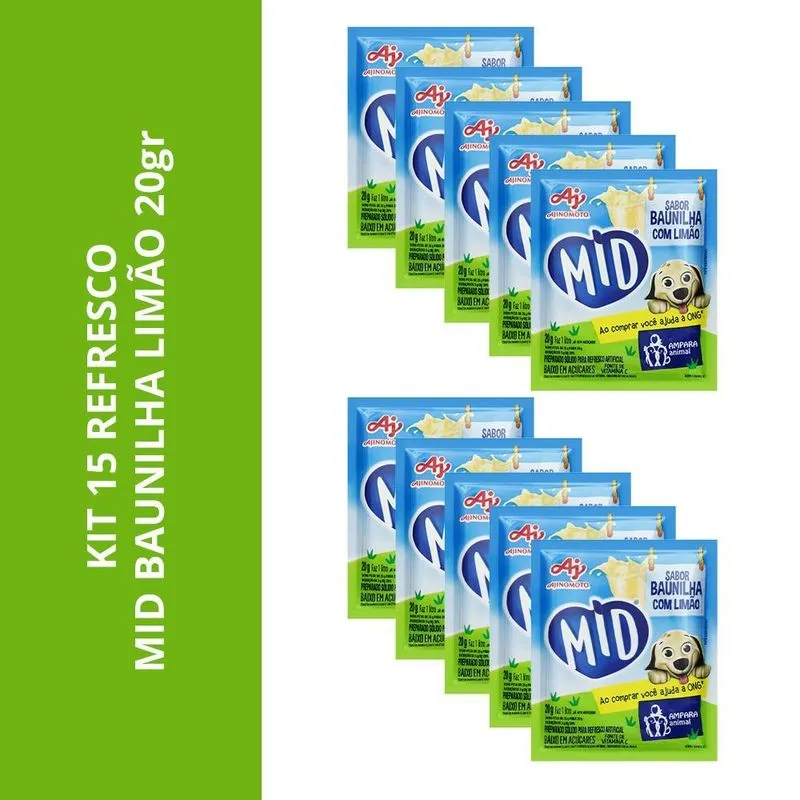 Kit 15 Refresco Mid Baunilha Limao 20gr