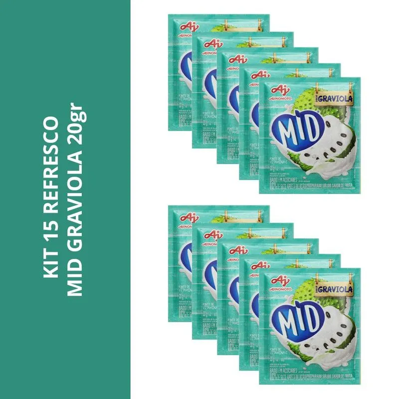Kit 15 Refresco Mid Sabor Graviola 20gr