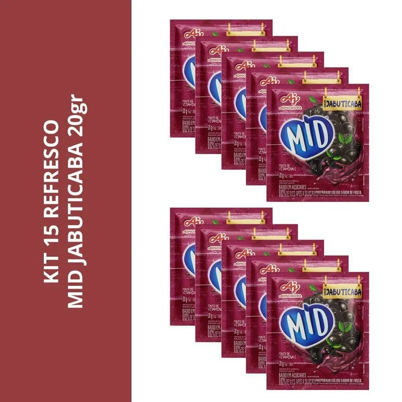 Kit 15 Refresco Mid Jabuticaba 20gr