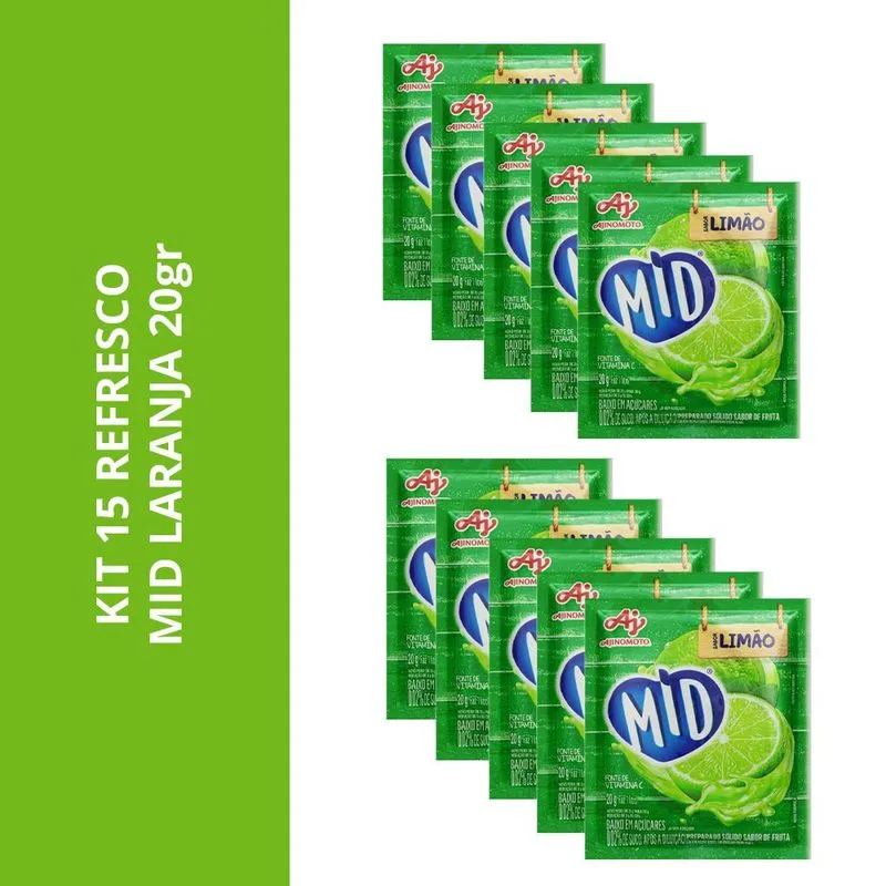 Kit 15 Refresco Mid Sabor Limao 0gr