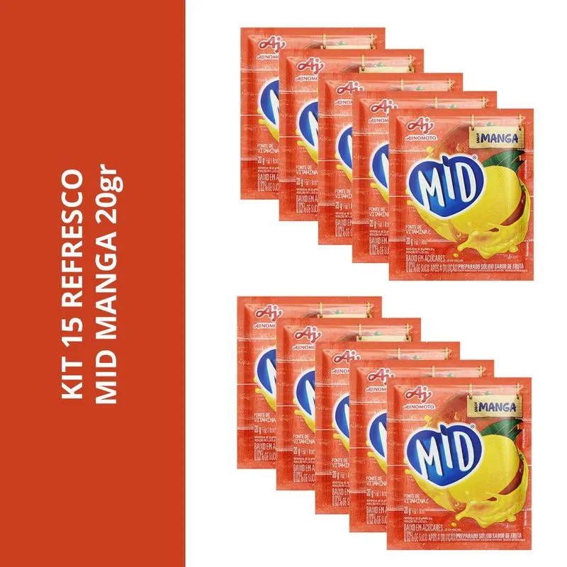 Kit 15 Refresco Mid Sabor Manga 20gr
