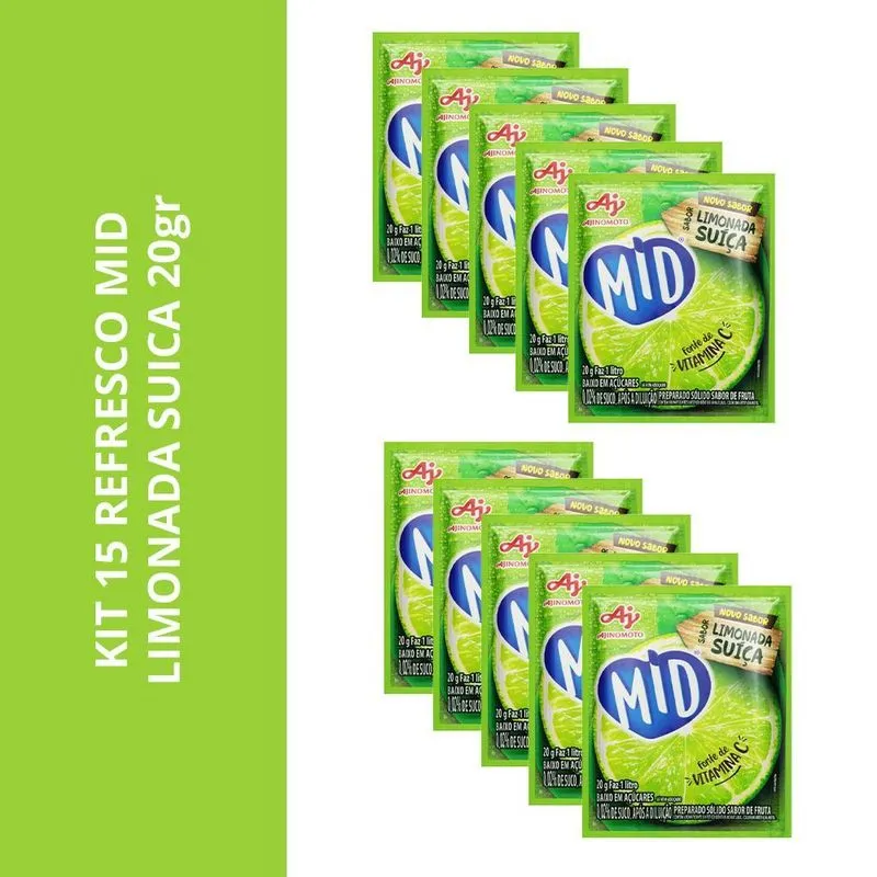 Kit 15 Refresco Mid Limonada Suica 20gr