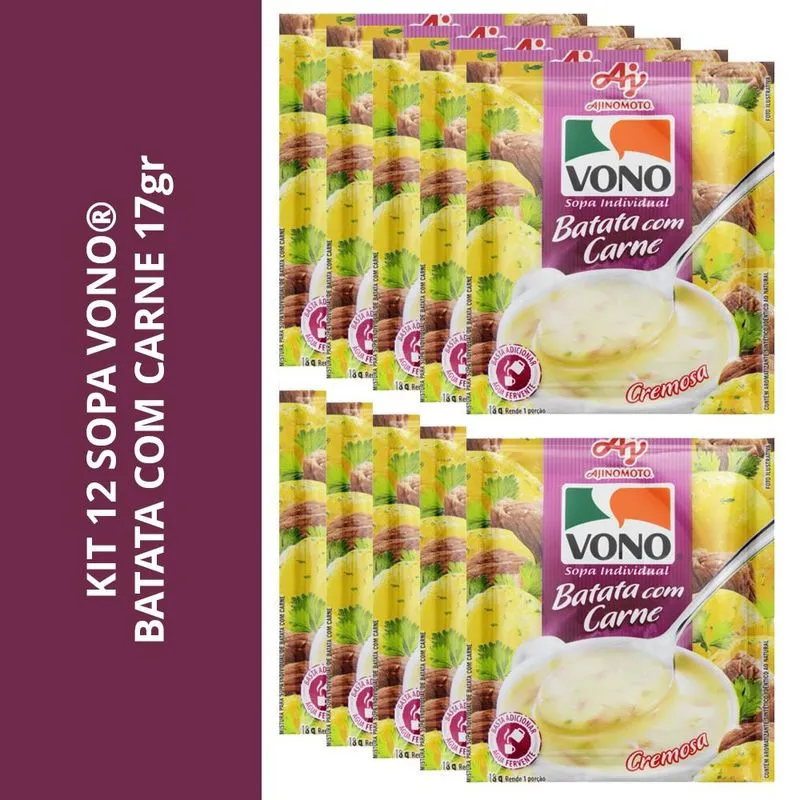 Kit 12 Sopa Vono Batata Com Carne 17gr