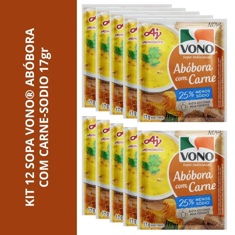 Kit 12 Sopa Vono Abóbora Com Carne- Menos Sodio 17gr