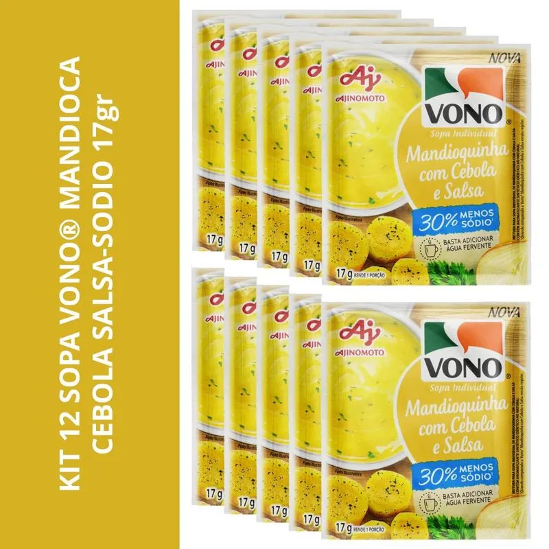 Kit 12 Sopa Vono Mandioca Cebola Salsa-menos Sodio 17gr