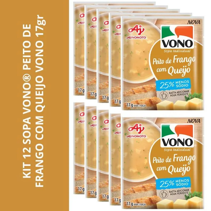 Kit 12 Sopa Vono Peito De Frango Com Queijo Vono 17gr