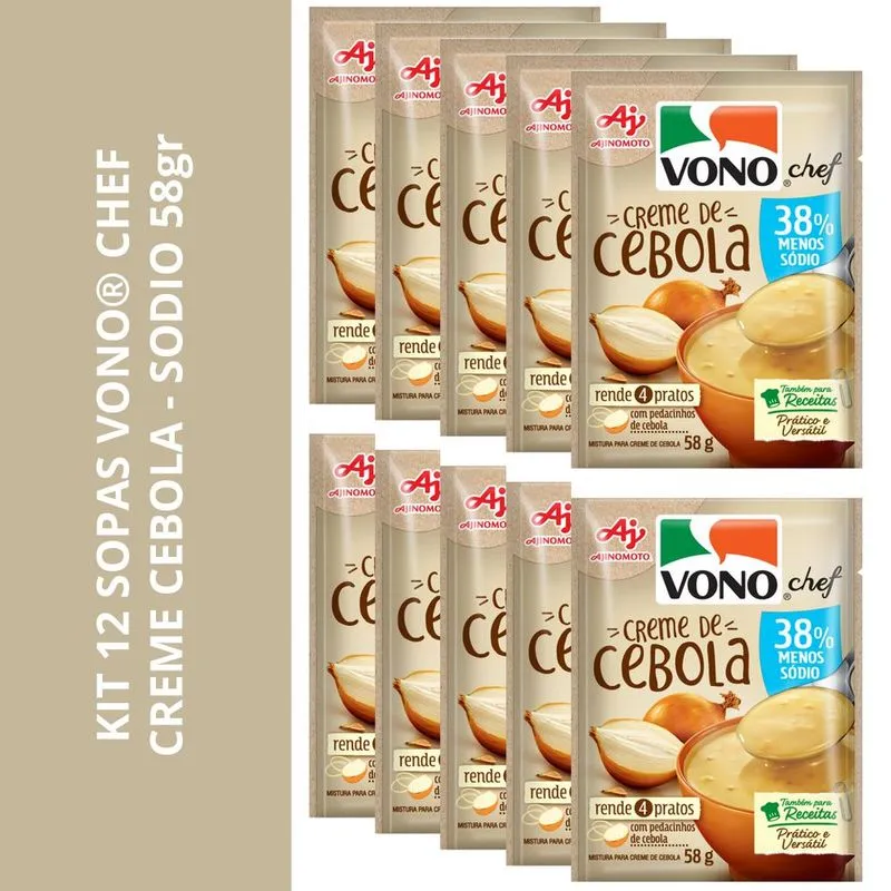 Kit 12 Sopas Vono Chef Creme Cebola - Menos Sodio 58gr
