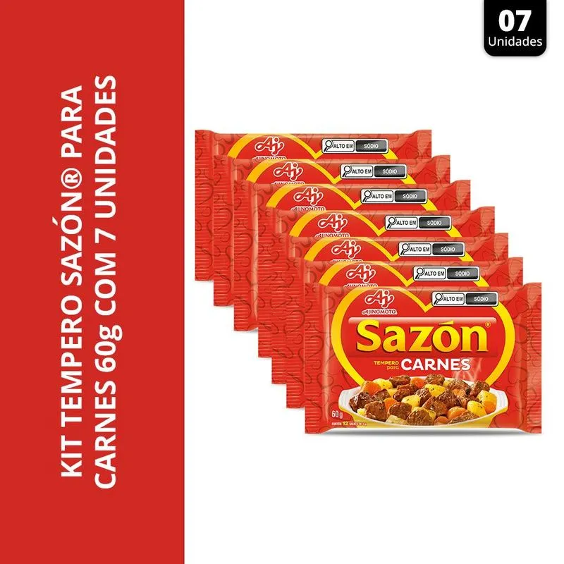 Kit 7 Tempero Sazon Para Carnes 60g