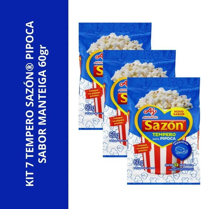 Kit 7 Sazon Para Pipoca Sabor Manteiga 60gr