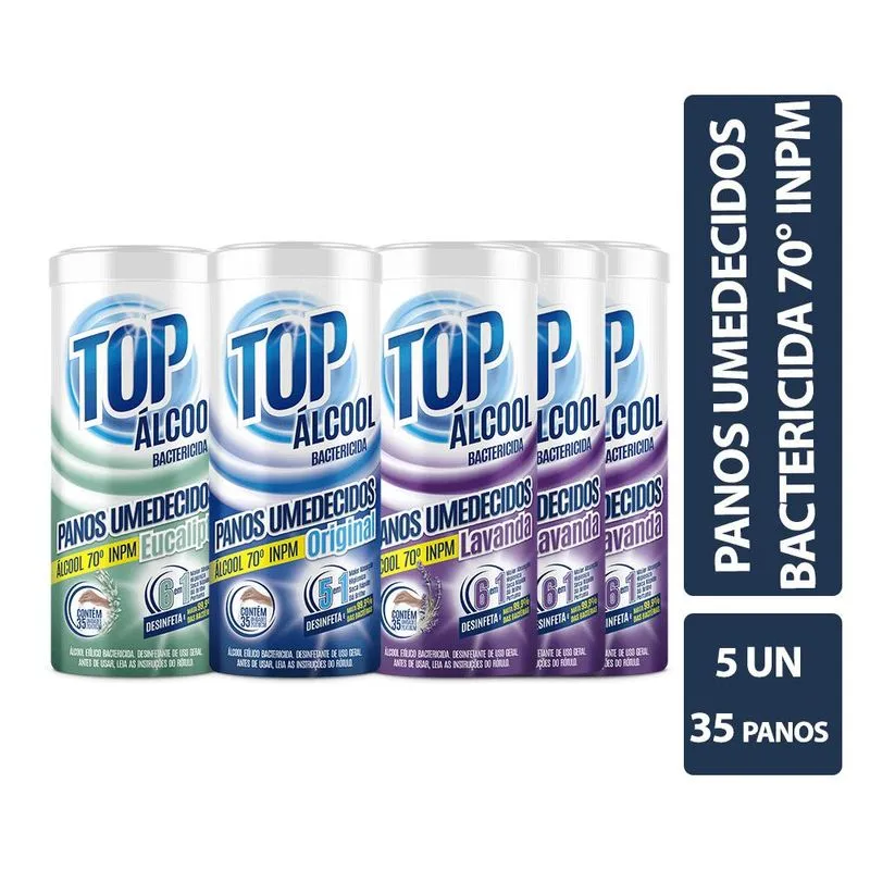 Kit Panos Umedecido Top Álcool Lavanda +eucalipto + Clássico