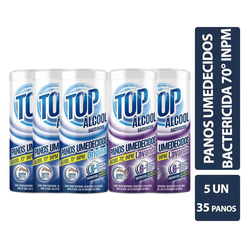 Kit Panos Umedecido Top Álcool 70 Lavanda + Clássico