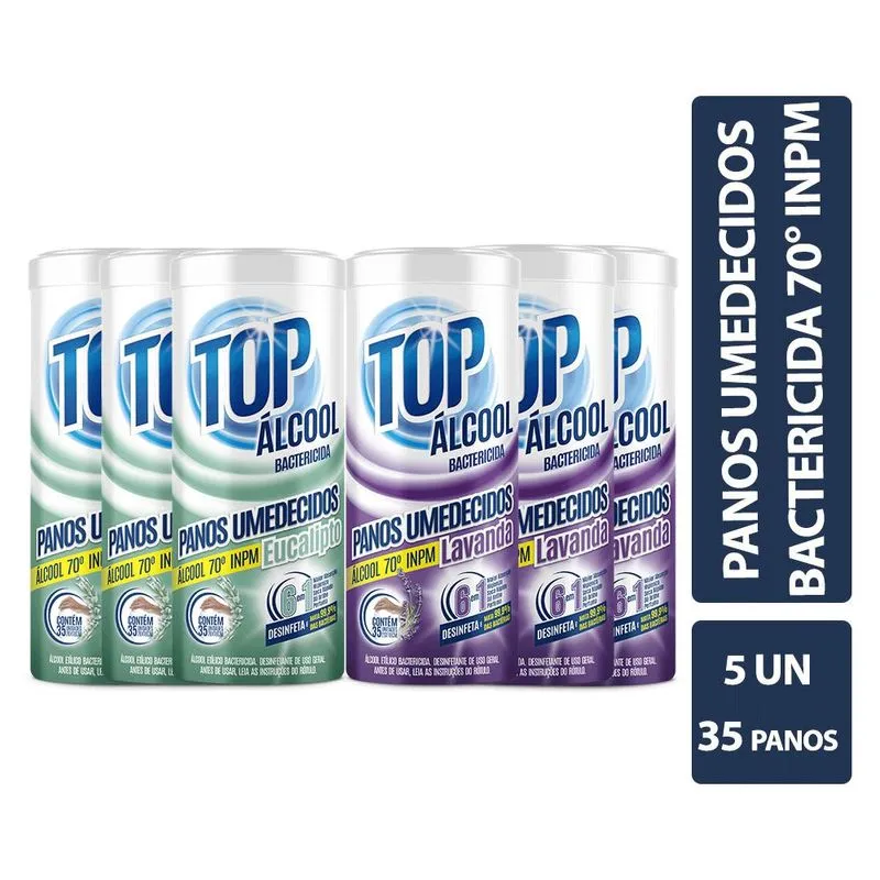 Kit Panos Umedecido Top Álcool 70 Lavanda + Eucalitpo