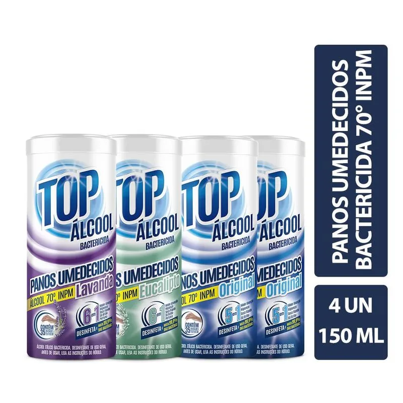 Kit Panos Umedecido Top Álcool Lavanda+ Eucalipto + Clássico