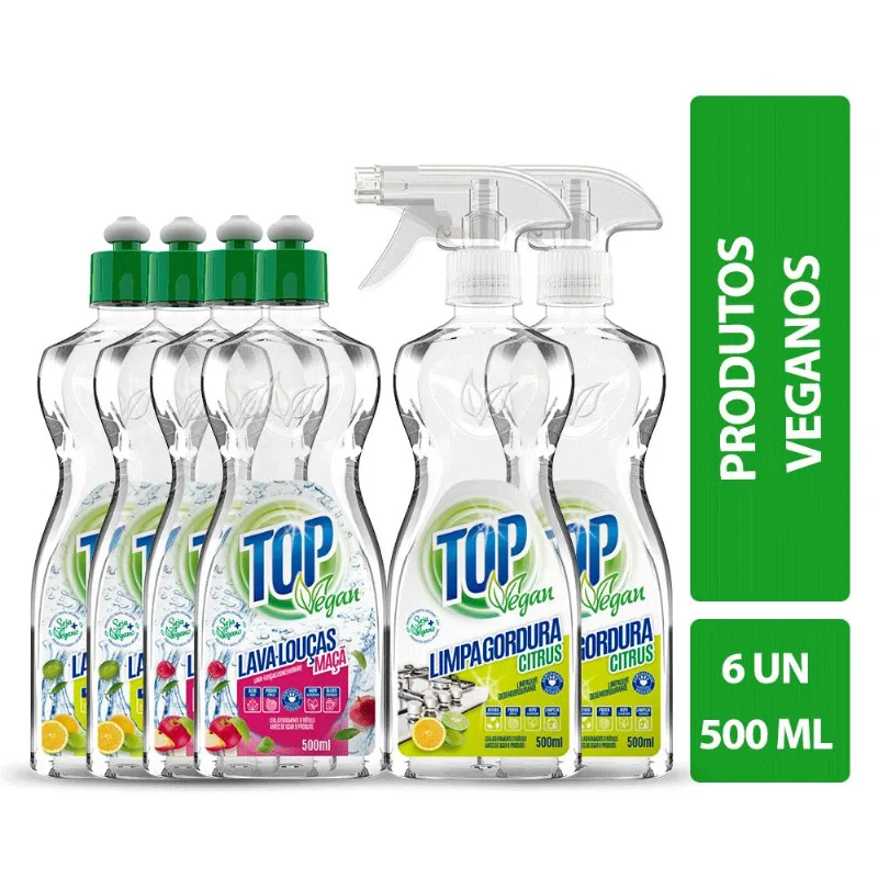Kit Vegano Lava Louças Top Vegan + Desengordurante 500ml