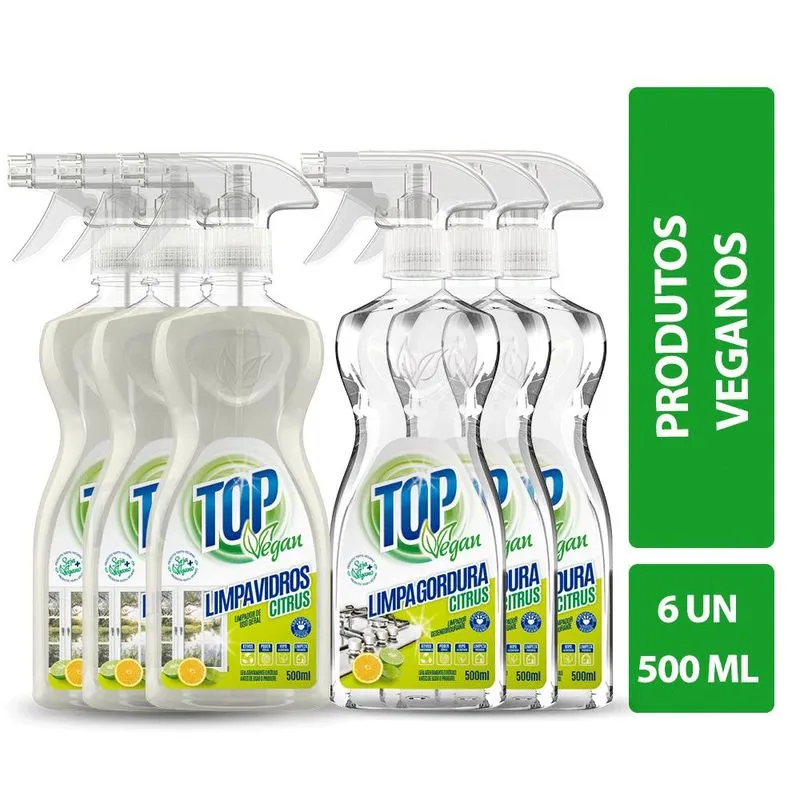 Kit Vegano Top Vegan Limpa Vidros + Desengordurante 500ml
