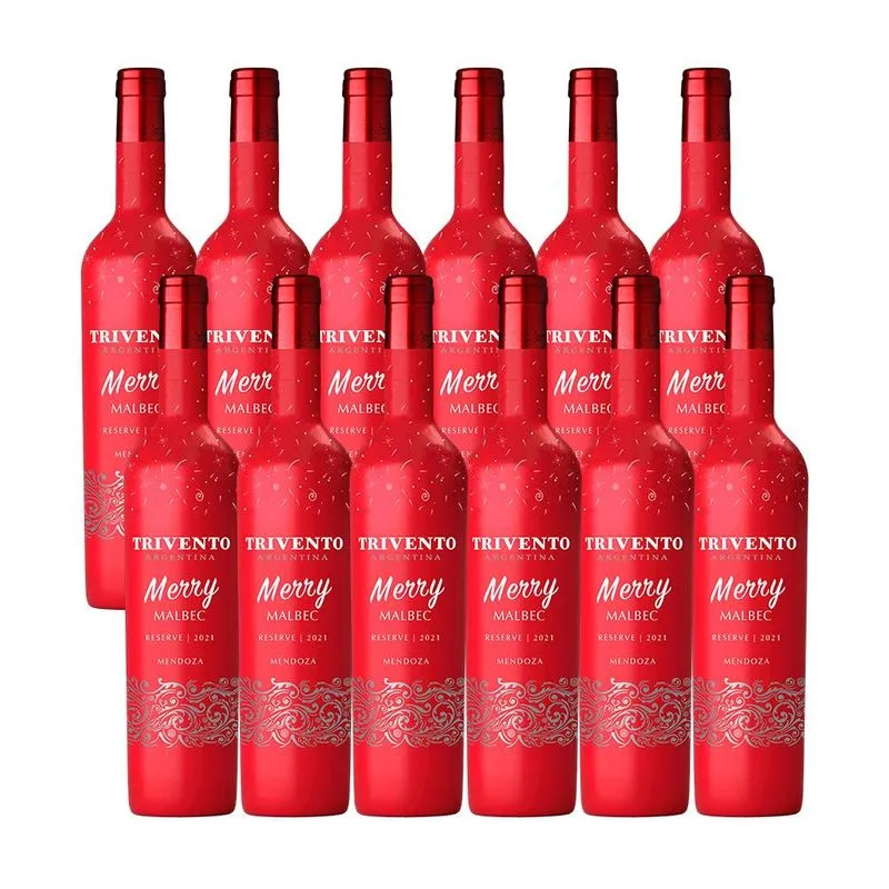 Kit Vinho Trivento Merry Malbec 750ml - 12 Garrafas