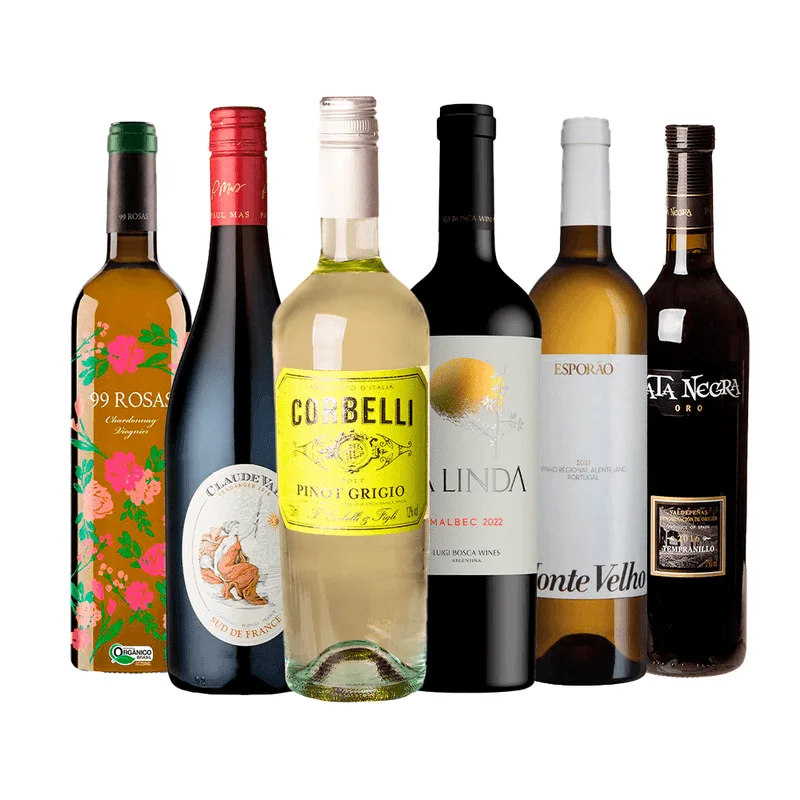 Kit 6 Vinhos 750ml (3 Tintos E 3 Brancos) Shopvinho