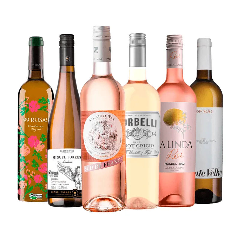 Kit 6 Vinhos 750ml (3 Brancos E 3 Rosés) Shopvinho