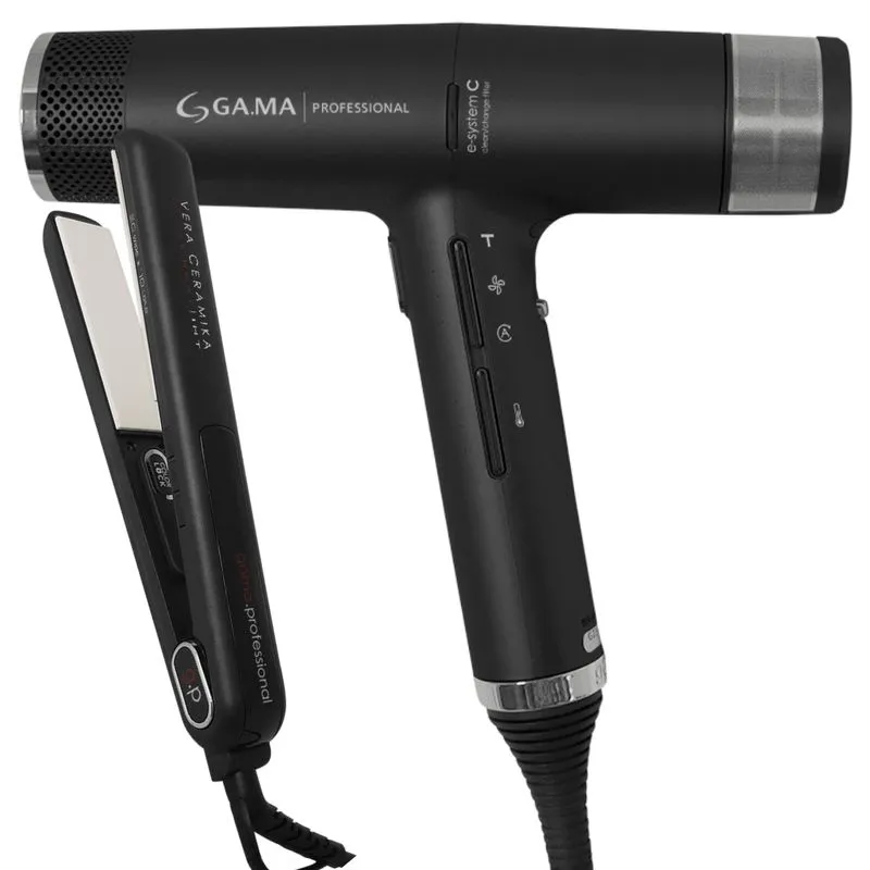 Kit Secador iQ3 Black e Prancha G-Evo Vera Ceramika 127v