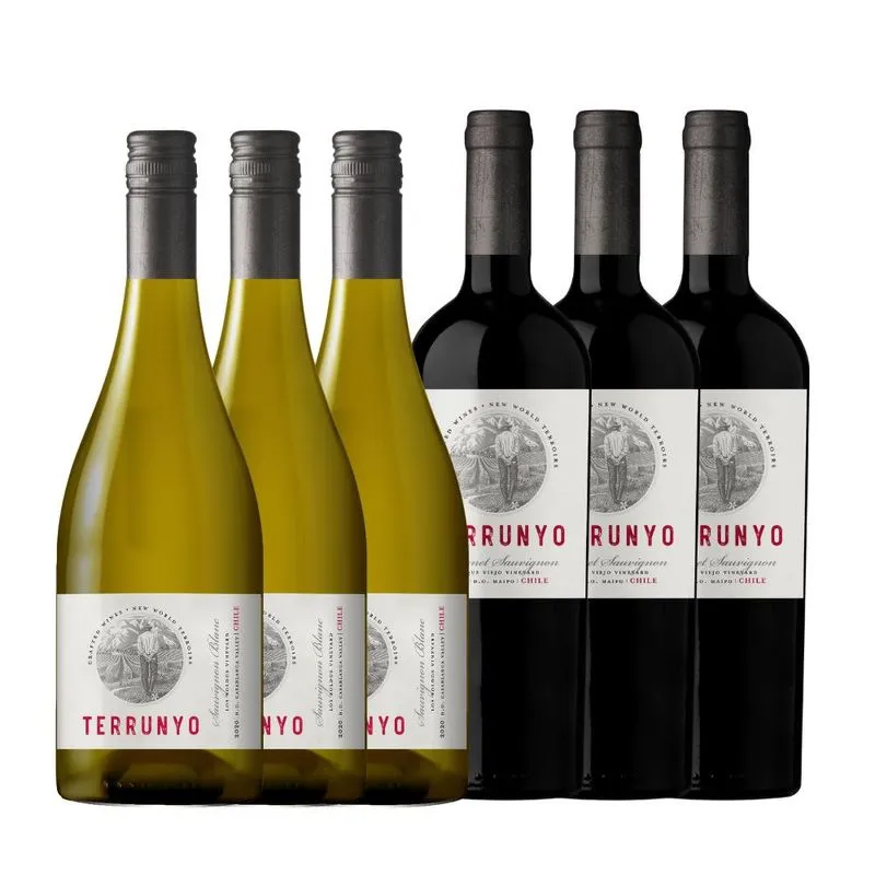 Kit 3 Vinhos Chilenos Terrunyo Cabernet Sauvignon &amp; 3 Terrunyo Sauvignon Blanc