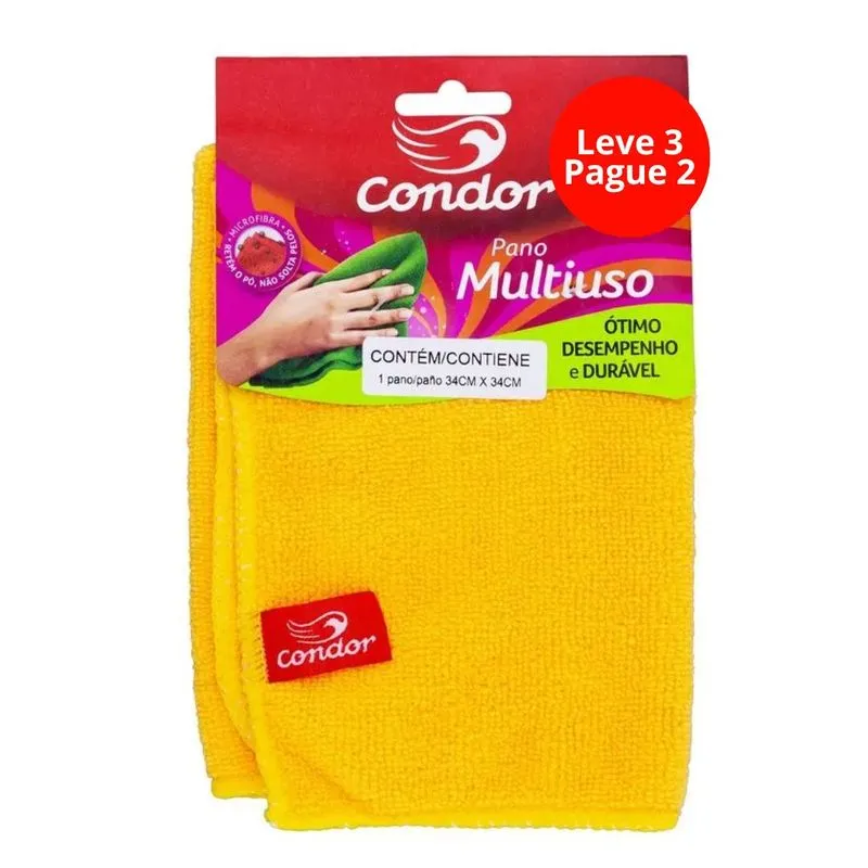 Pano Multiuso Amarelo Condor - Leve 3 Pague 2