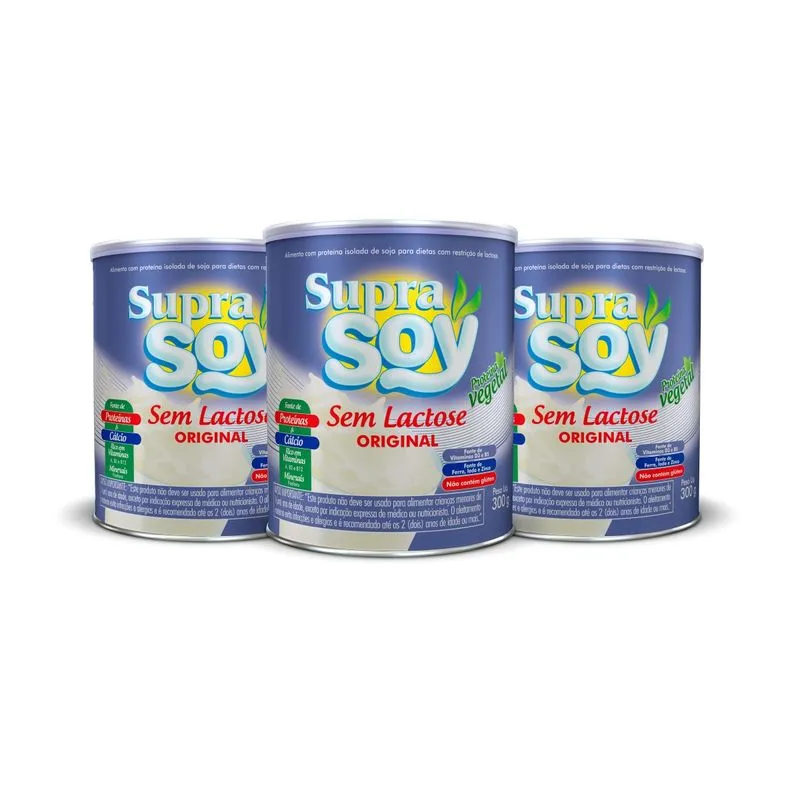 Kit 3 Suprasoy Sem Lactose Original - 300g